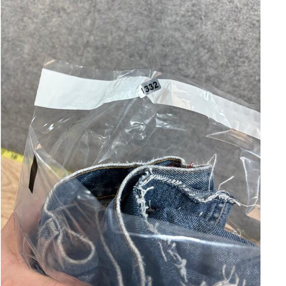 Vintage 90s Guess Denim Bootcut Jeans Mens 29x27 Blue Faded Distressed Hem - Picture 10 of 10